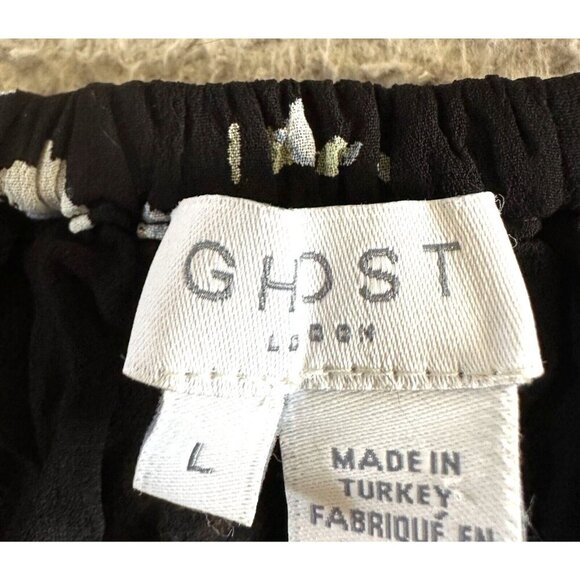 GHOST London Floral Blouse Trumpet Sleeve Flowy Boat Neck Spaghetti - Picture 5 of 16